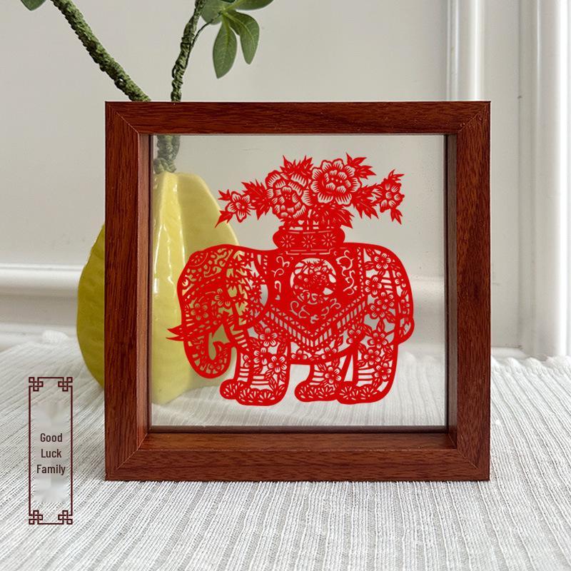 Xianci Double-Sided Transparent Frame: A4 Paper-Cut Calligraphy Fu Character Display Stand