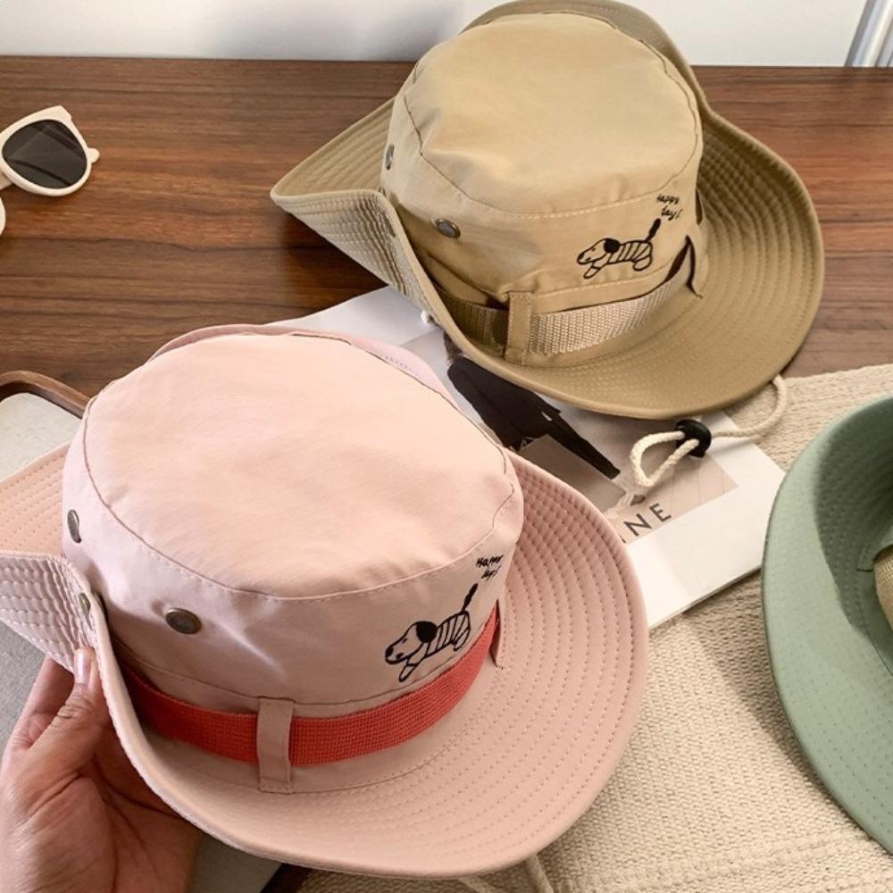 Big Brim Western Cowboy Hat Y2K Sunscreen Fisherman Hat Fashion Puppy Bucket Hat Women