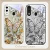 Elegant pink butterfly For Samsung A20 30 22 23 24 25 26 A31 32 33 34 A35 42 A50 51 52 53 54 55 56 70 71 72 73 glass phone case