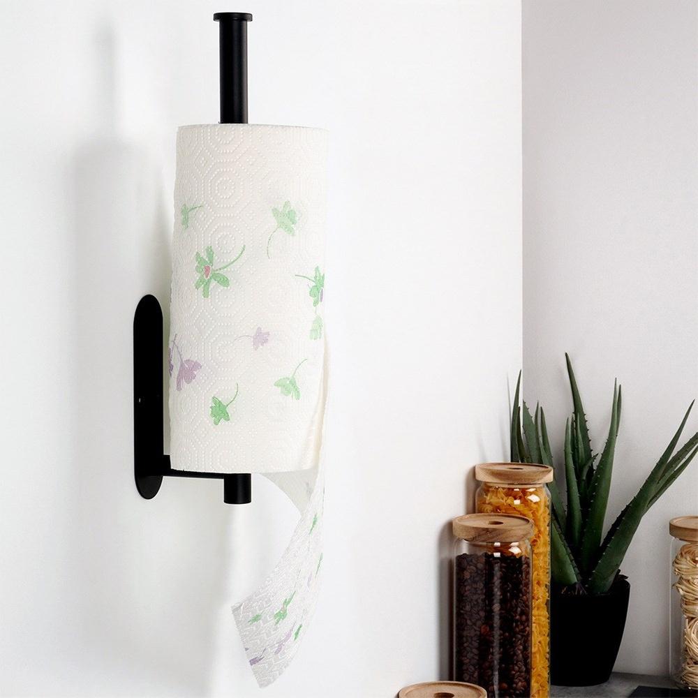 Wall-Mounted Self-Adhesive Paper Towel Holder, Screw-On Kitchen Hanger