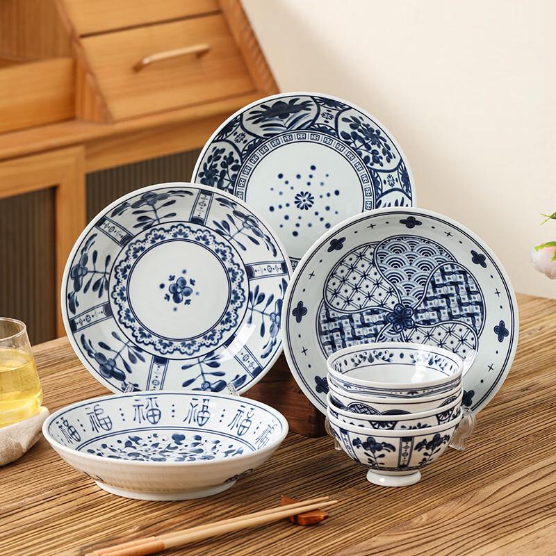 Hechuanya Hand-Painted Blue and White Ceramic Dinnerware Set (8-Piece)