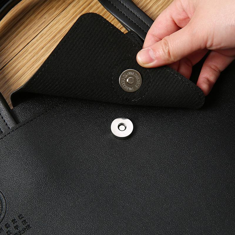 A4 Leather Business Document Briefcase - Large Capacity Custom Bag