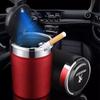 Car Ashtray with Lid Smell Proof Stainless Steel Led Portable Ashtray Cup For Peugeot 307 308 3008 207 208 407 2008 5008 107 106