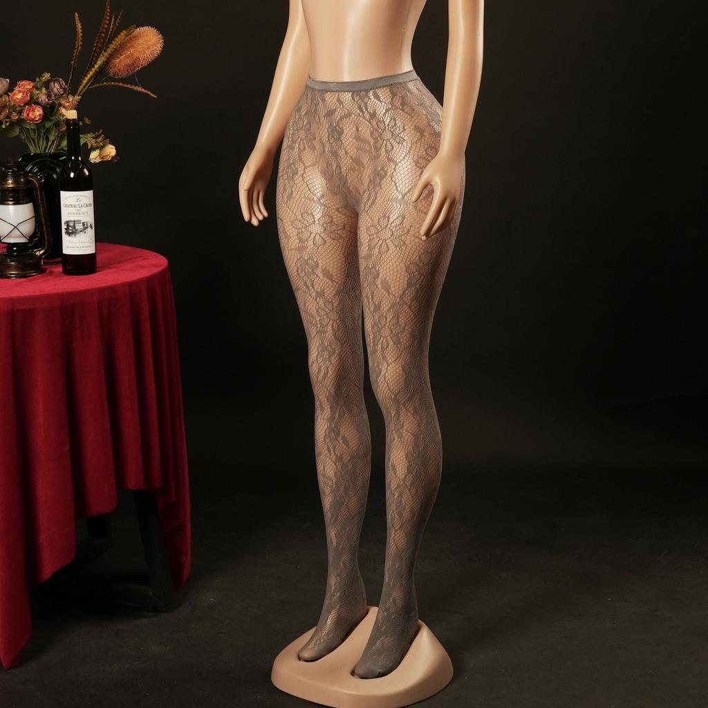 Leggings pantyhose one-piece bare-leg artifact fun female mention flower elastic sexy stepping net socks
