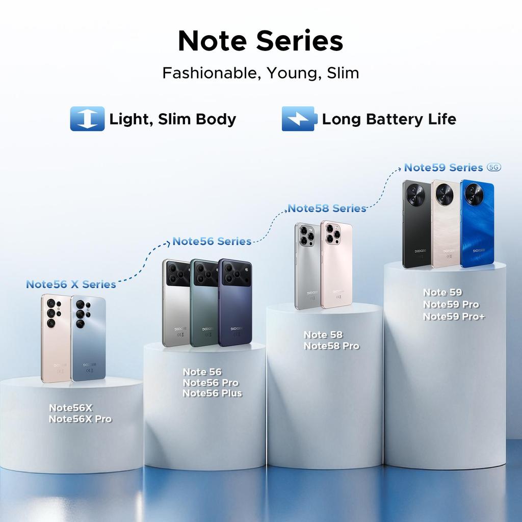 Doogee Telefon komórkowy Note 56X Pro, Smartfon z systemem Android 16, Gemimi AI 6150mAh, 6,56" HD+, 32GB+128GB/TF 2TB