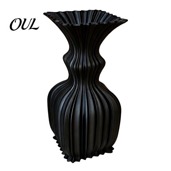 Stylish Planter for Flowers Vintage Hydroponic Flower Vase, 3D Printed Vertical Ridged Curvy Minimalist Modern Vase Balcony Sculptural Tabletop Decor