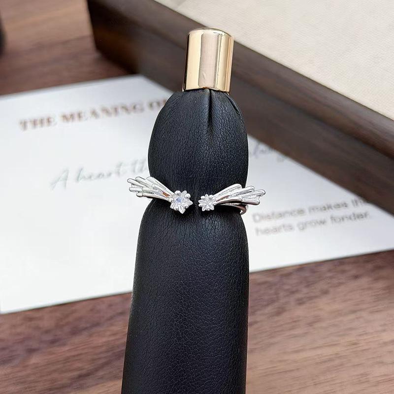 Irregular Wings Zir*****Pen Ring Women S Fashion Personality Simple Cold Wind Stacked Index Finger Ring Adjustable opening