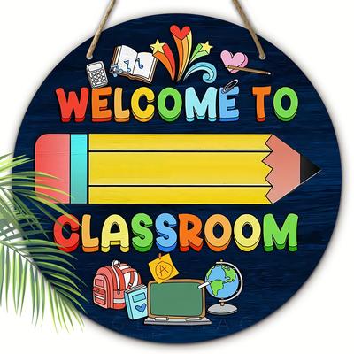 Klassiek Houten Welkom in de Klas Signaal - Multifunctioneel Docenten Deurbord, Wanddecoratie Educatief, Afstudeerseizoen, Ideaal Cadeau voor Docent