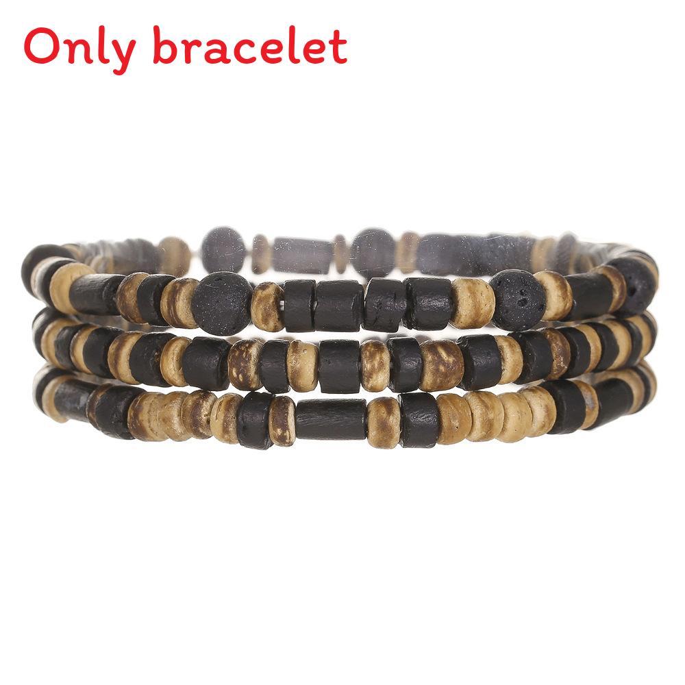 Handgefertigte Geometrische Kokosnussschalen-Perlenarmbänder für Männer und Frauen mit mehrlagigem Design