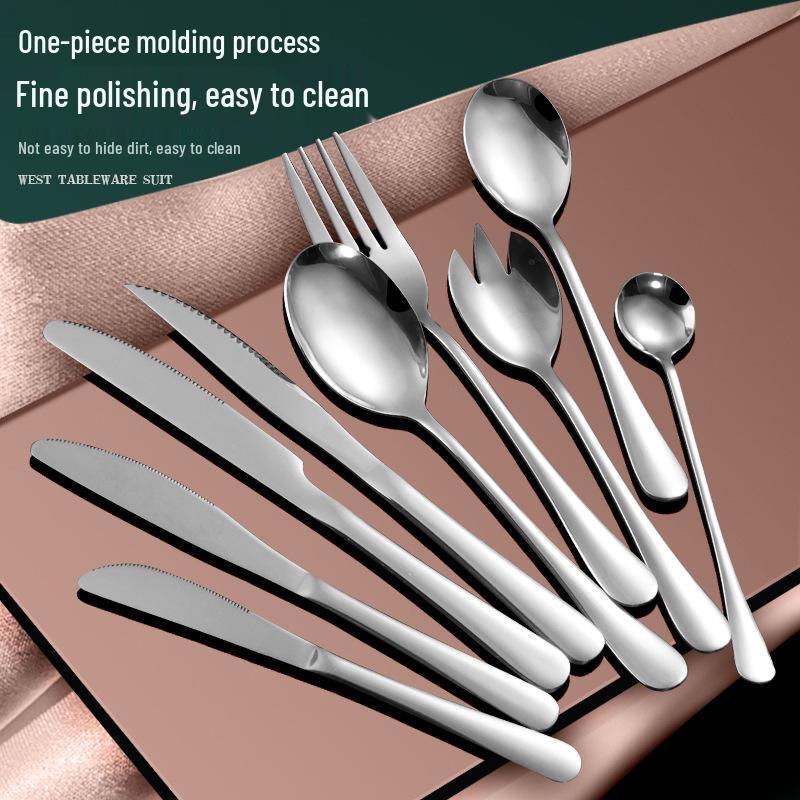 1010 Stainless Steel Western Cutlery Set: Knife, Fork, Spoon, Dessert & Coffee Spoon, Steak Knife.