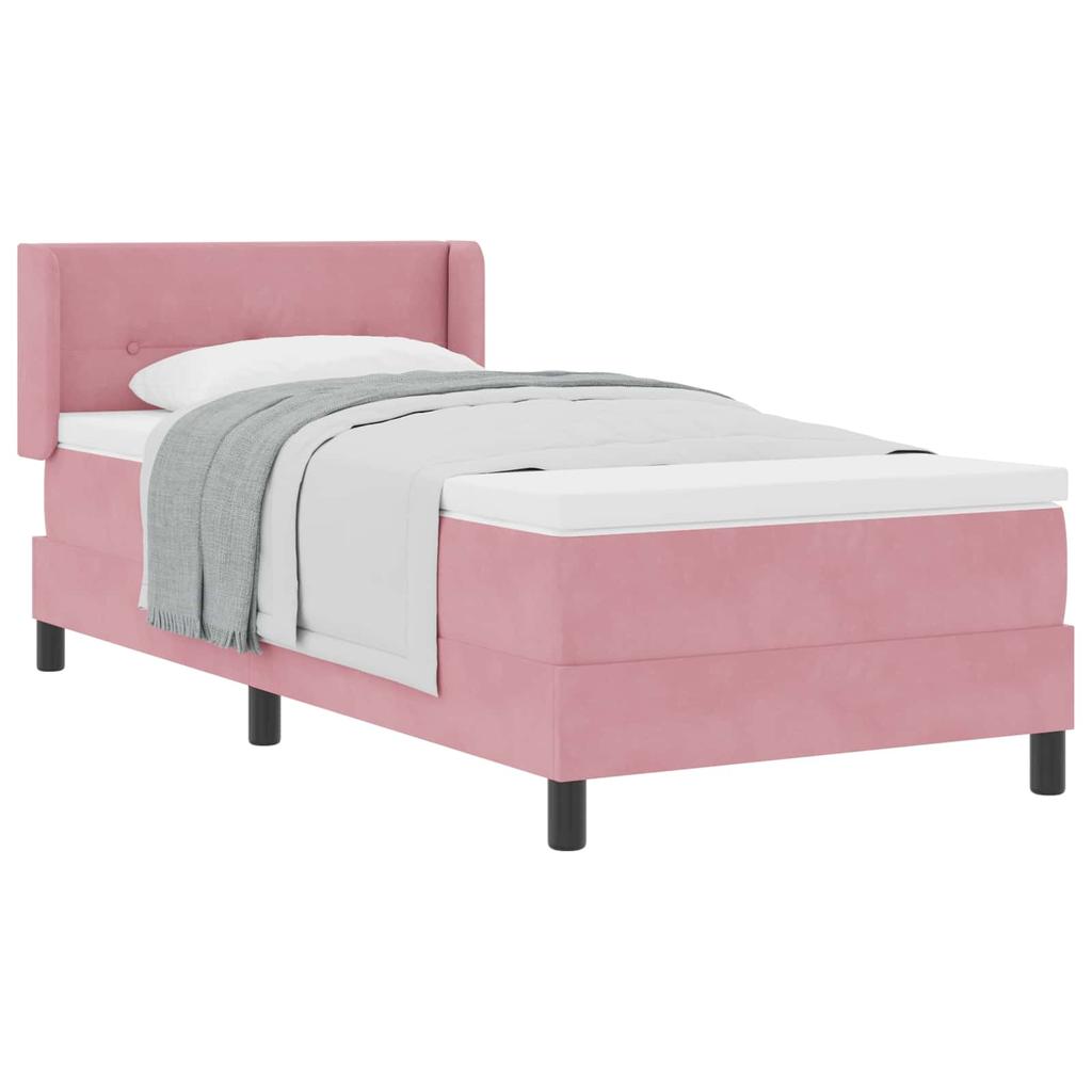 Box Spring Bed with Headboard Pink 200 x 90 cm Velvet