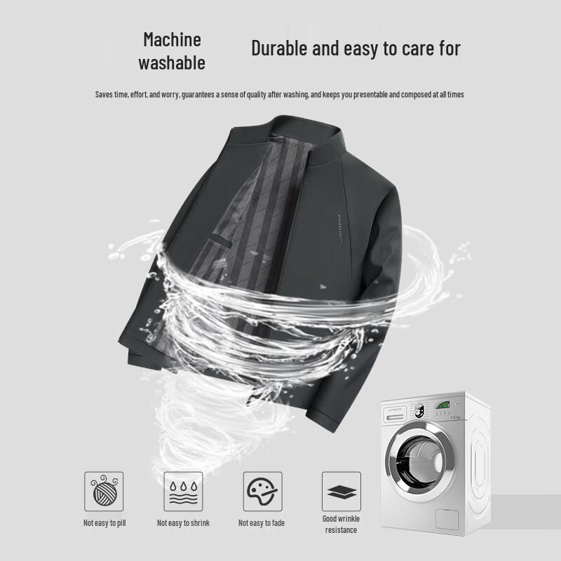 SHANSHAN Men's Business Casual Stand Collar Zipper Jacket