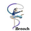 1Pcs Gold-color Enamel Brooches Lady Jewelry Gifts Fashion Brooches Sports Gymnastics Whirling Girls Ribbon Clothes Accessories