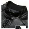 2026 New Autumn Winter Men Leather Jacket Stand Collar Plus Velvet Thick Warm Leather Jacket Men Social Mens Jackets