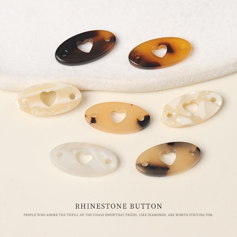 5pcs Resin Imitation Shell Love Oval Sign Sweater Cardigan Hat Clothing Decoration Tortoiseshell Button Buttons