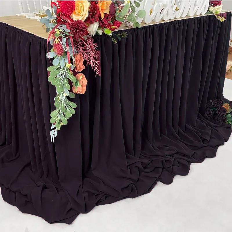 Chiffon Table Skirt Wedding Christmas Tablecloth Sheer Fabric for Sweetheart Table Birthday Party Cake Table Baby Shower Decor