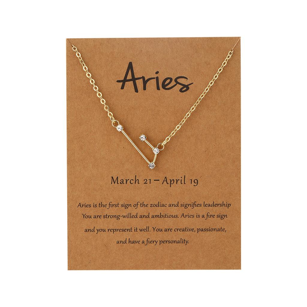 Necklace for Women Zodiac Card Pendant Necklace Ins Simple Personalized Collarbone Chain with Diamond Constellation Necklace Elegant Necklace