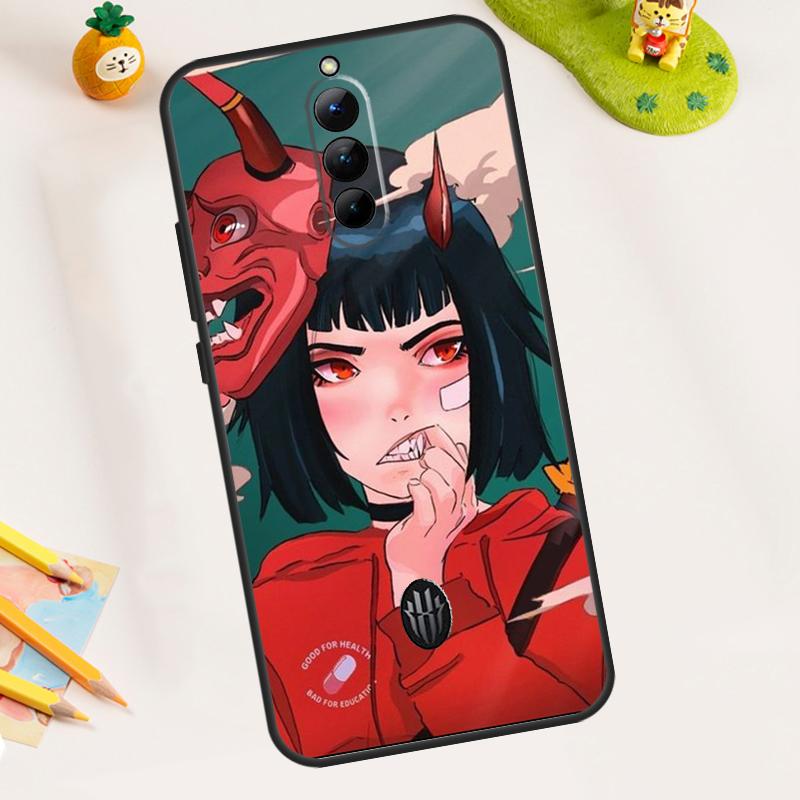 Anime Girl Samurai Case For ZTE Nubia Red Magic 8 Pro 8S Pro 9 Pro Plus Red Magic 6S 7S 6 7 Pro 6R 5S 5G Cover