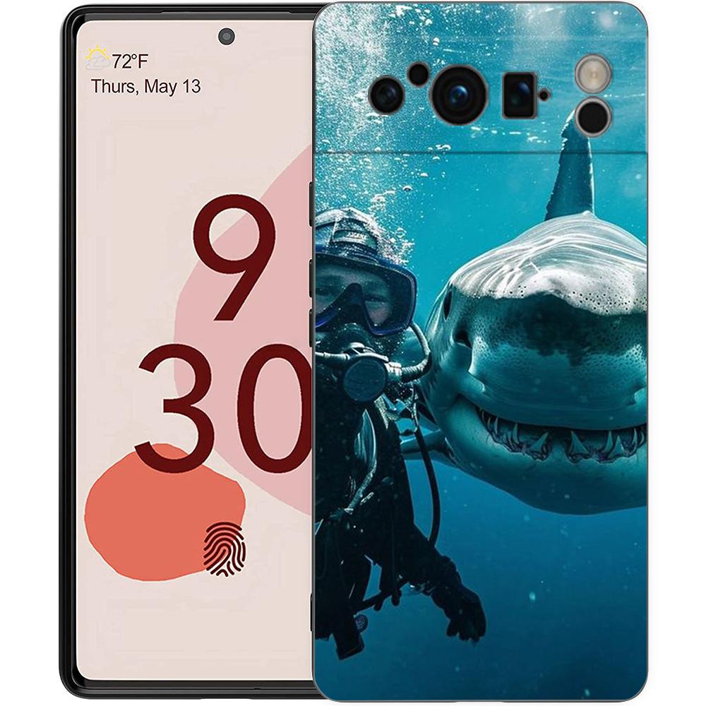 Diver Diving Phone Case For Google Pixel 9 8 9A 8A 7 7A 6 Pro XL 6A 5G Black Soft Back Luxury TPU Cover