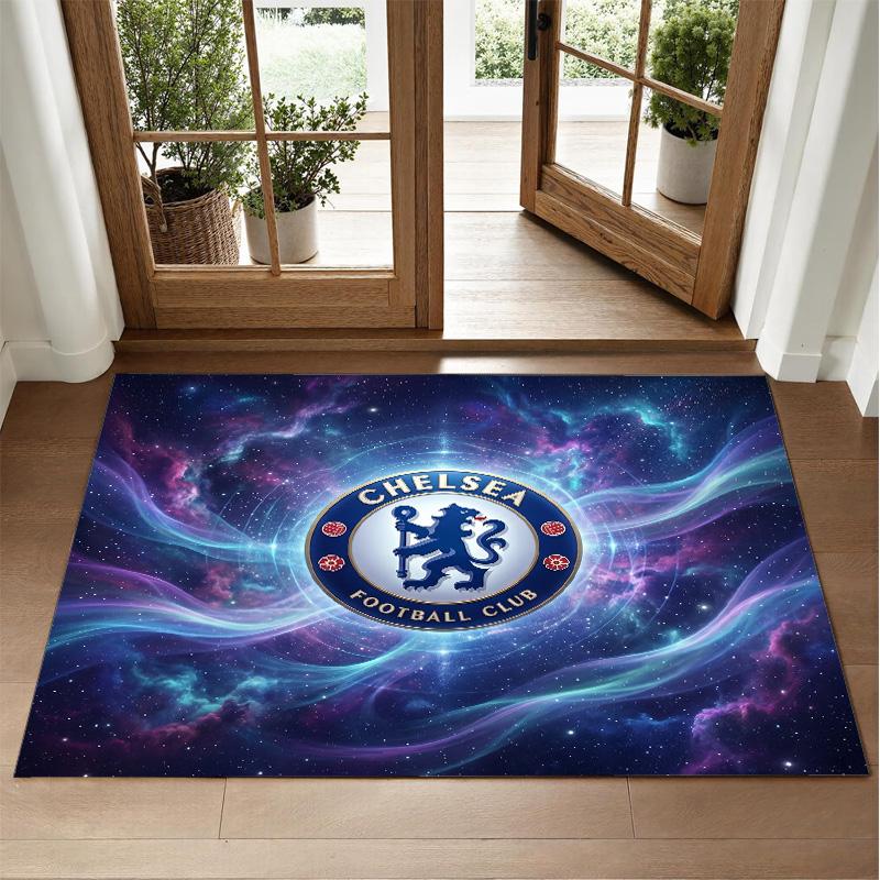 Chelsea FC Design Crystal Velvet Rug Soft Decorative Mat for Bedroom Entrance