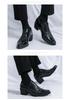 Men's Retro Leather High-Heeled Formal Shoes - Size 46, Pointed Toe, Low-Top, with Height Boost for Business or Wedding