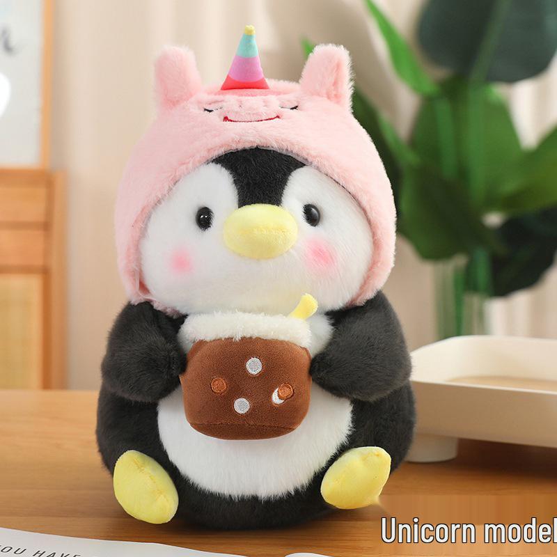 Influencer-Inspired Dondon Penguin Milk Tea Plush Toy - Cartoon Penguin Animal Doll for Children