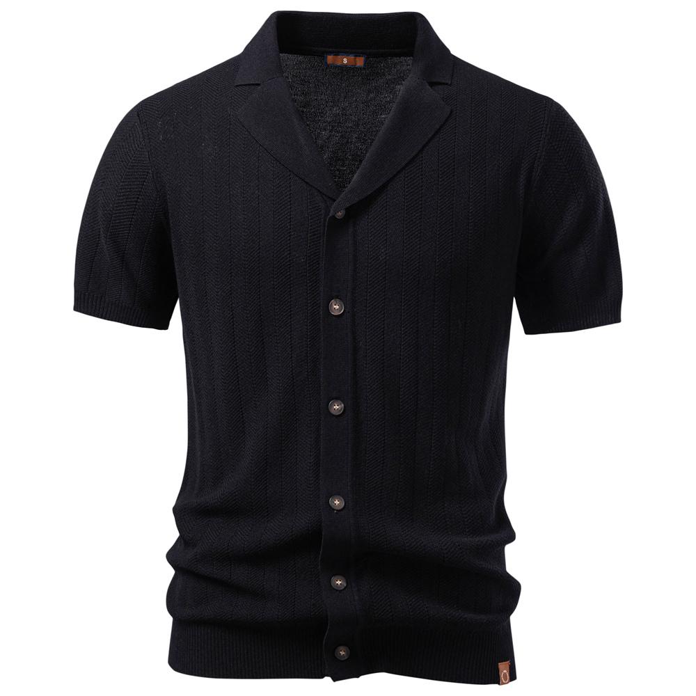 AIOPESON Men's Cuban Collar Knit Shirt Button Down Short Sleeve Smart Casual Old Money Vintage Resort Cardigan Top