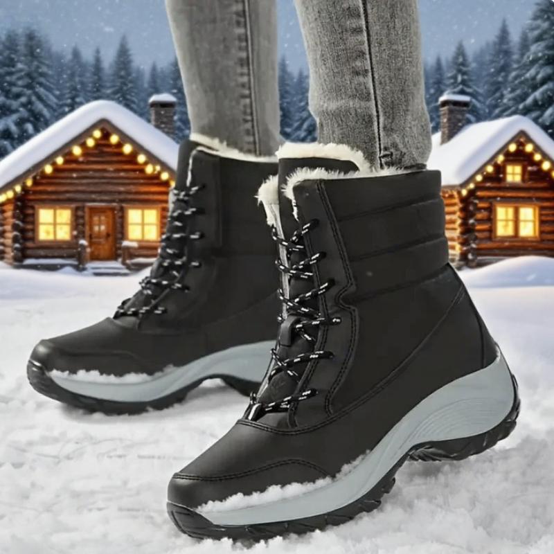 Women Winter Snow Boots Faux Fur Lined Warm Footwear Anti Slip Rubber Sole Beige Short Tube Stylish Warm Boots Plataforma Mujer