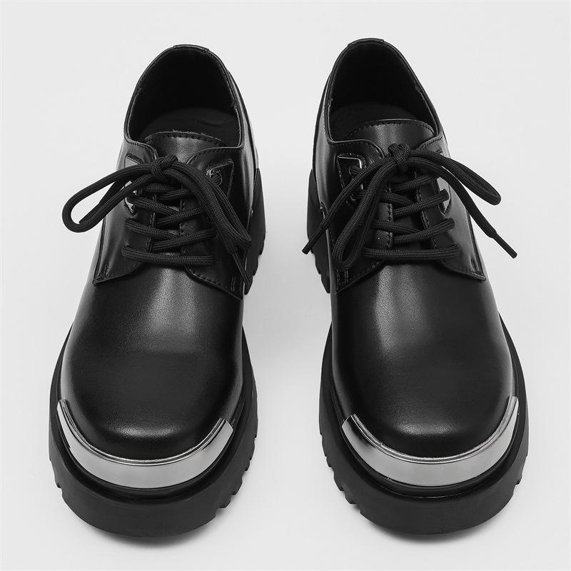 Leather Shoes Men's Platform British Style Breathable Business Dress Shoes Men's Korean Version Casual Versatile Trend Wedding Men's Shoes