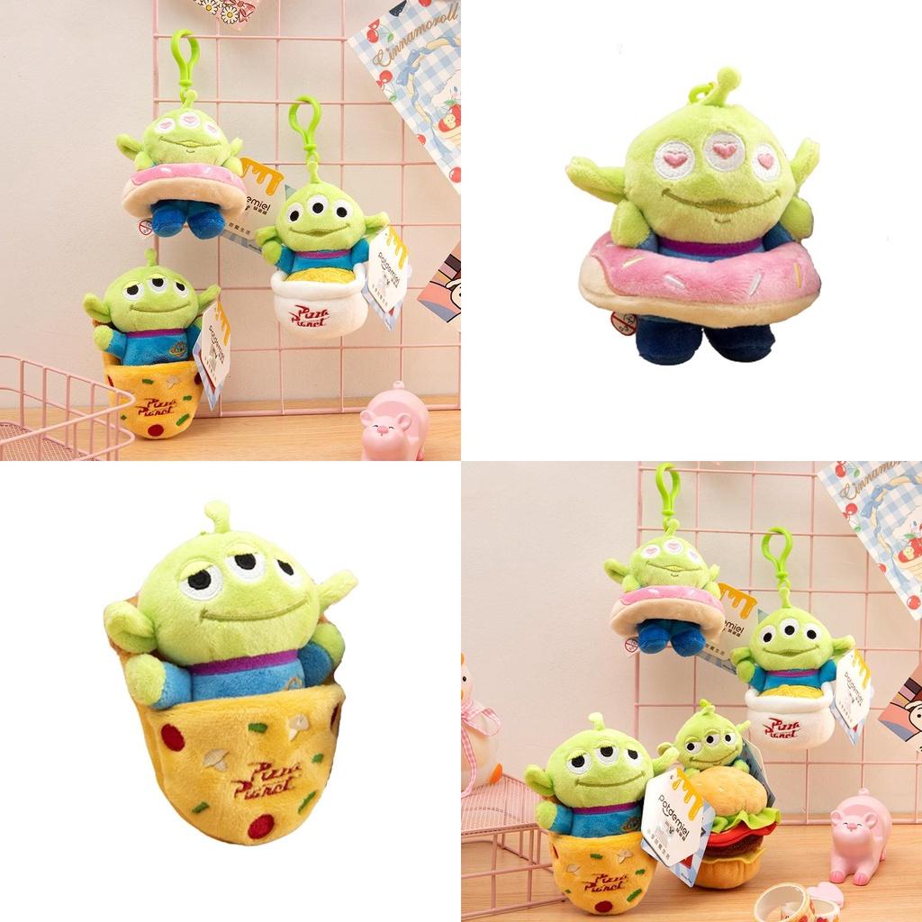 Disney Toy Story Alien Plush Doll Pendant Doughnut Hamburger Keychain Kid Gift