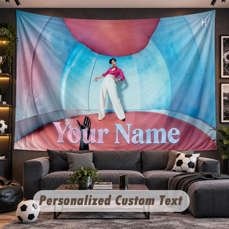 Wall Hanging Tapestry Custom NameHarry Styles Pattern Personalized Printed Fabric Wall Decor