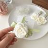 Temperament Elegant Flower Bridal Hairpin Luxury Camellia Bride Hair Clips Pearl White Wedding Headwear Hair Jewelry