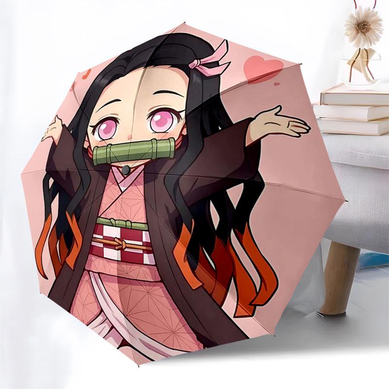 

1pc Chibi Demon Slayer Nezuko Anime Umbrella - Automatic Opening & Closing, Portable 3-Fold Design, 8-Bone Iron Frame, Outdoor, Perfect Gift for Fans,
