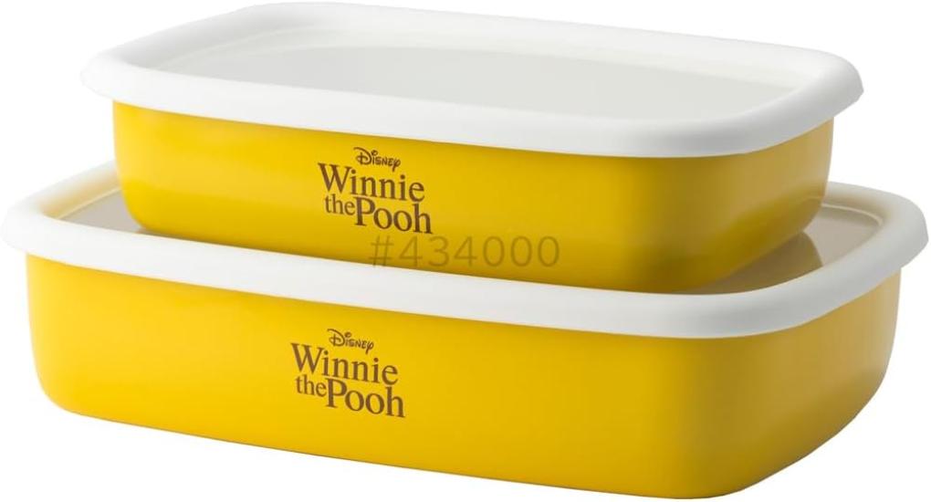 Fuji Enamel Disney Winnie the Pooh Shallow Square Container ML Set 2-Piece DYQ-2SF.P