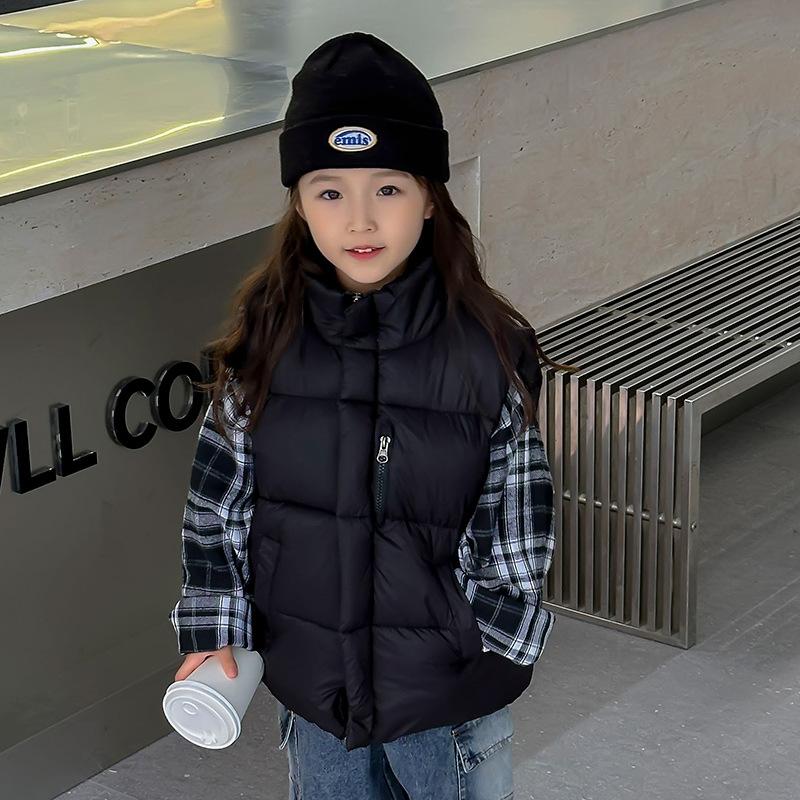 Girl's Vest Jacket Autumn Spring Boy's Down Waistcoat Children Winter Cotton Stand Collar Sleeveless Coats Kids Fashion Clothes