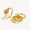 E.B.belle Creative Eagraved Facial Expression of Moon Sun Star Gold Plated Ring Tarnish Free Stainless Steel Godness Signet Ring