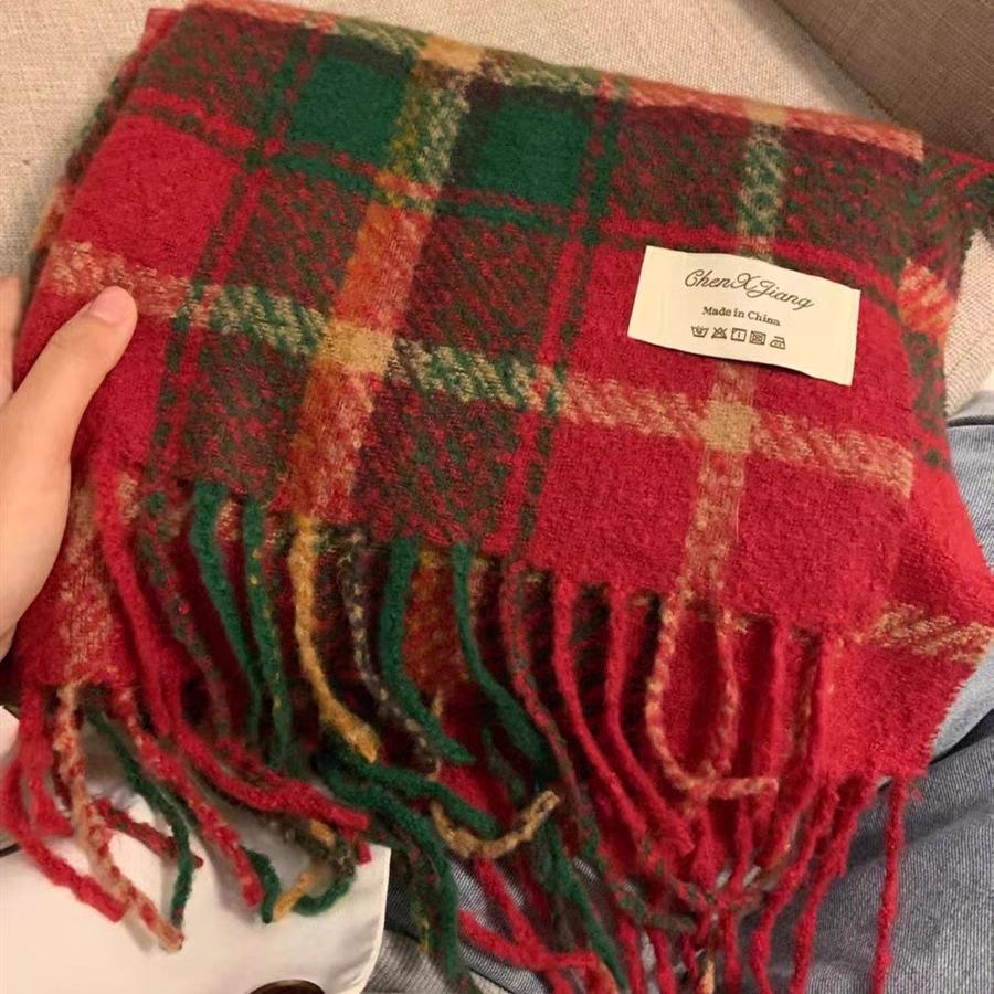 2023 Retro Grün Damen Imitatkashmir Dick Schal & Stola - Neujahr Weihnachts Kollektion