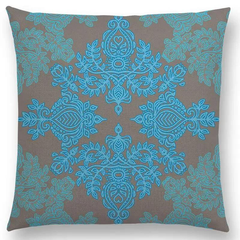 New Vivid Art Colorful Flowers Gorgeous Floral Doodle Geometry Mandala Coral Wonderland Pattern Car Cushion Cover Pillow Case