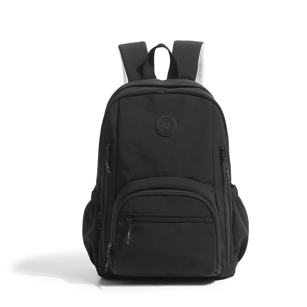 Schoolbag new solid color backpack women's simple large-capacity waterproof nylon bag trendy fashion simple casual student schoolbag