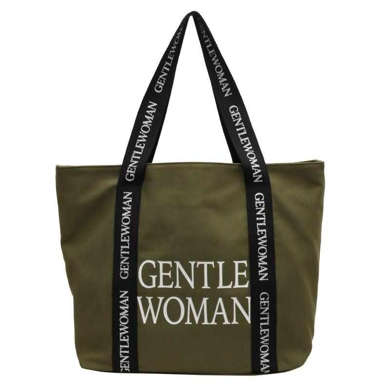 New Style Canvas Bag with Large Letter Print, Casual and Fashionable Shoulder Bag