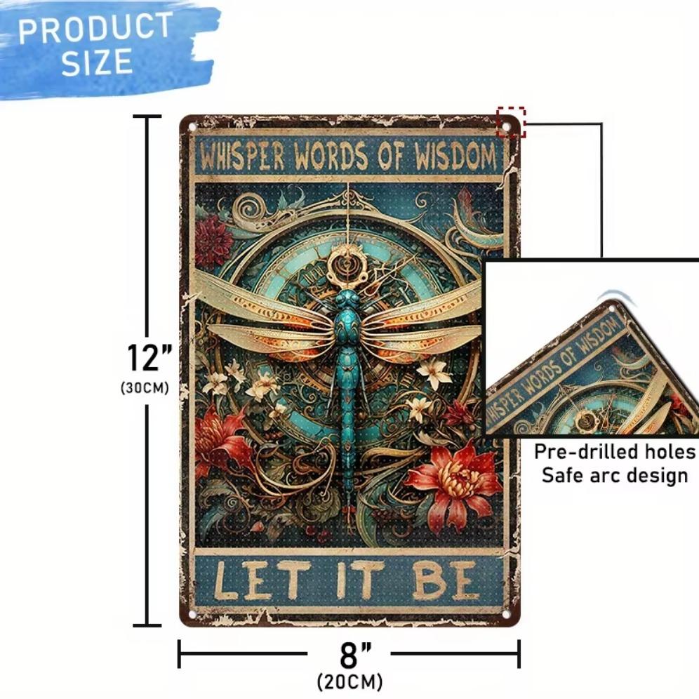 Eisenkunstmalerei, Metall-Blechschild Libelle Wanddeko Lustige Weisheitsworte Flüstern Lass es sein Libelle Metallschild