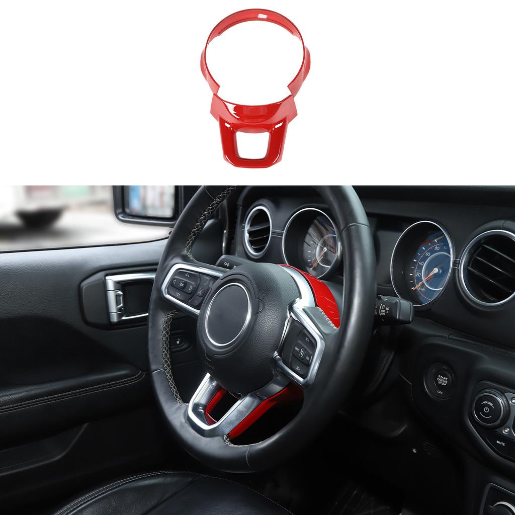 Red Steering Wheel Base Trim Cover Decor For Jeep Wrangler JL JT 18+ Accessories
