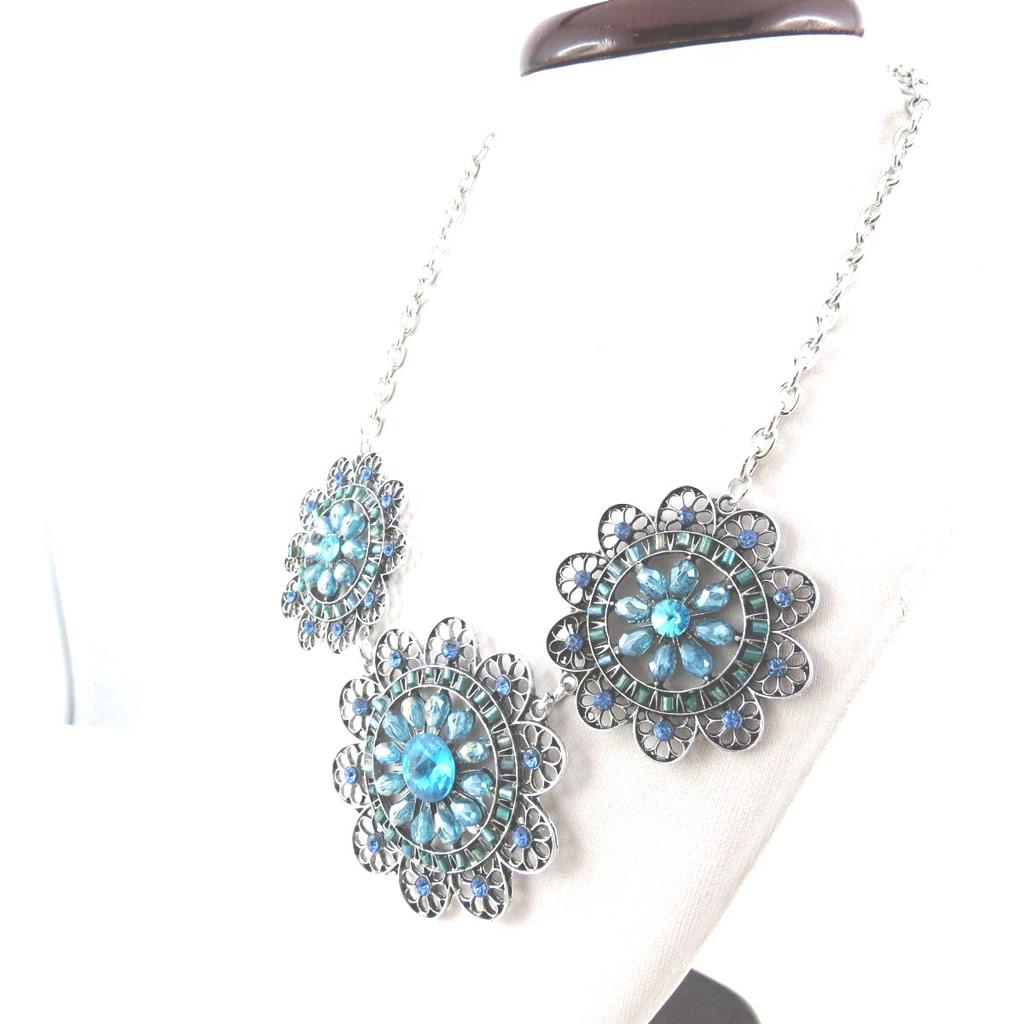 Les Trésors De Lily [M9431] - Collier créateur 'Sissi' bleu argenté