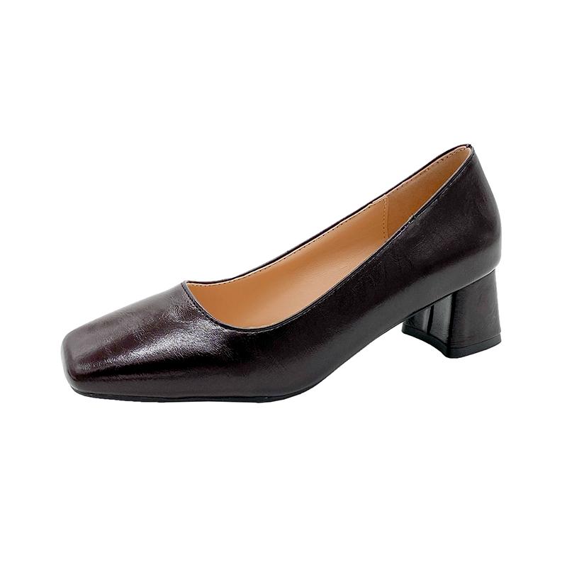 Fashion 2025 Autumn Korean Version Fashion New Square Head Thick Heel High Heels Elegant Light Mouth Black Single Shoes Women Shoes