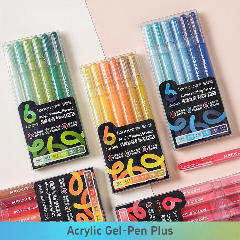 6pcs Acrylic Paint Markers Gel Ink Vintage Marker Liner 1.0mm Fine Tip DIY Craft Painting Drawing Stationery Gift