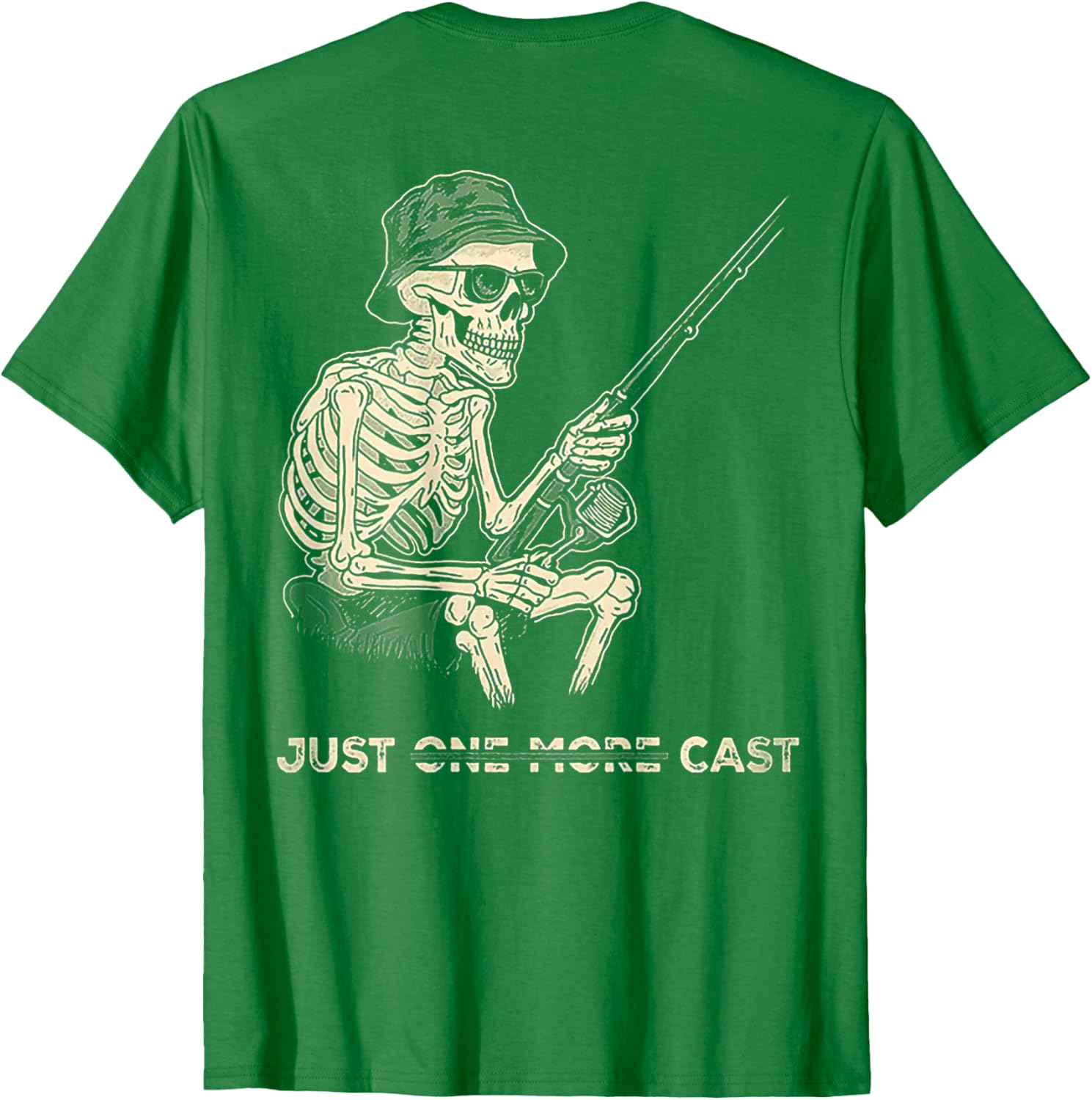 Skeleton Fishing Just One More Cast Graphic Tee Men Casual Daily Breathable T-Shirt S