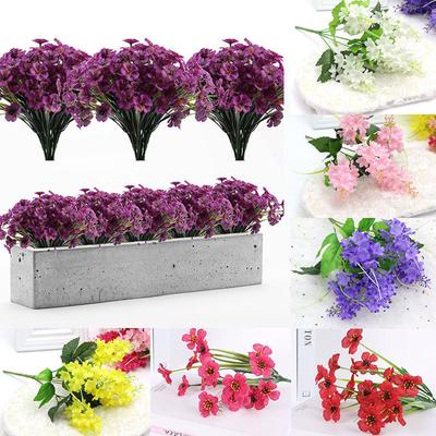 4PCS  Bundle Outdoor Artificial Flowers No Fade Fake Violet Flowers for Home Outdoor Garden Patio Window Wedding Decoration