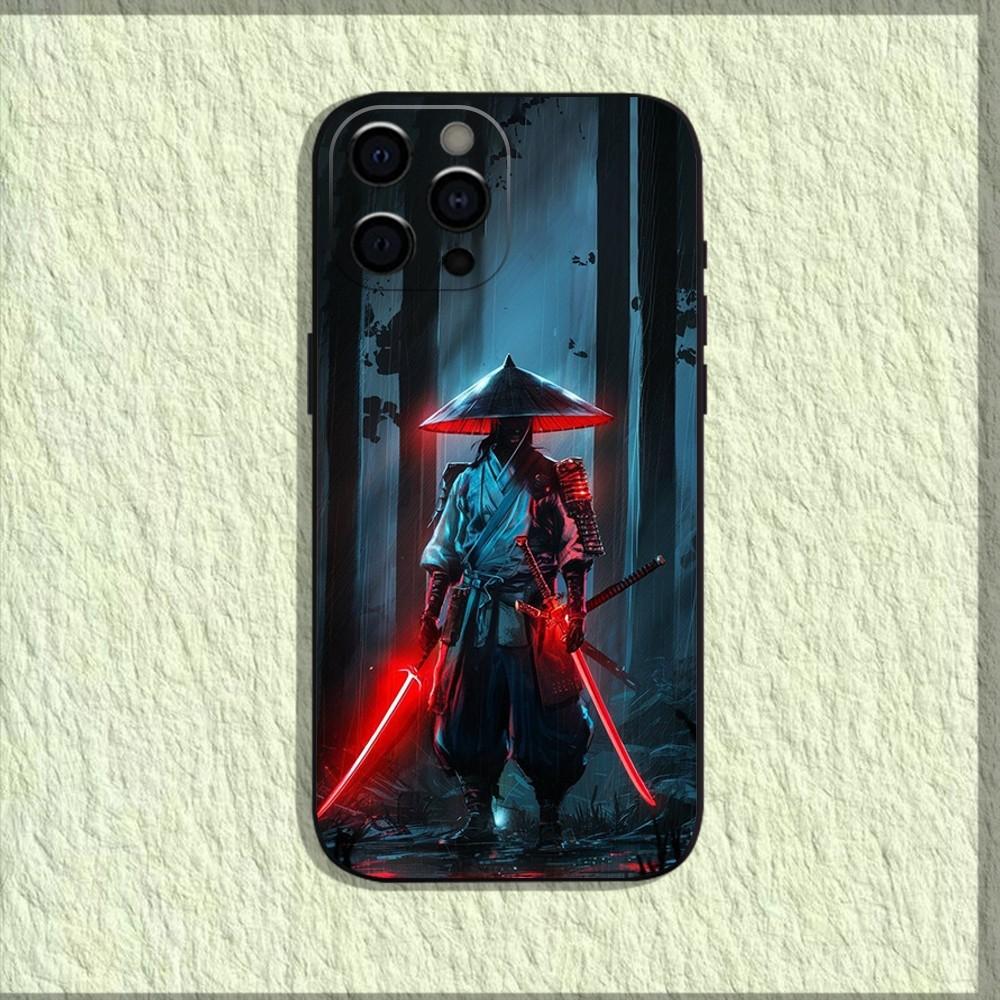 Japanese Bushido Samurai Phone Case For iPhone 16,15,14,13,12,11,Pro,X,XS,Max,XR,Plus,Mini Soft Black Cover