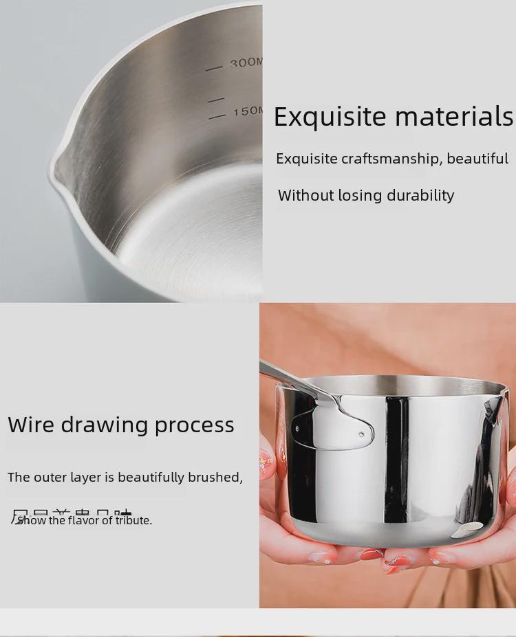304 Stainless Steel Milk Pot for Heating, Oil, Butter, Melting, Sugar Boiling, and Sauce Making.
