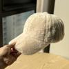 Korean-style rabbit fur baseball cap for women, warm solid color hat for autumn and winter, versatile plush cap for men, makes the face look smaller,